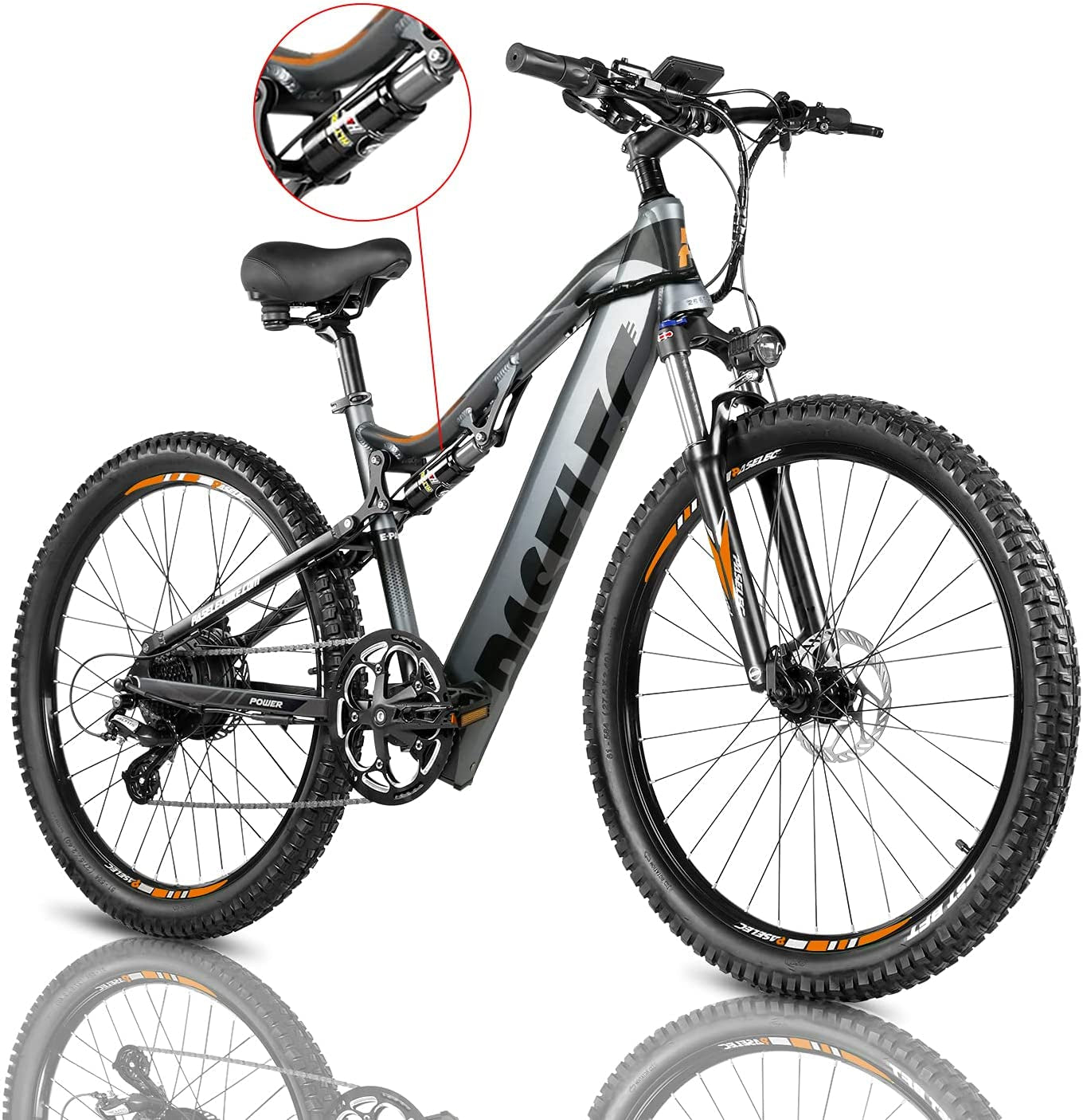 Electric Bike with Bafang Motor 750W Peak, Full Suspension Ebike, Electric Bike for Adults, Electric Mountain Bicycle with 13Ah Battery,27.5'' E-MTB, Professional 9-Speed Gears