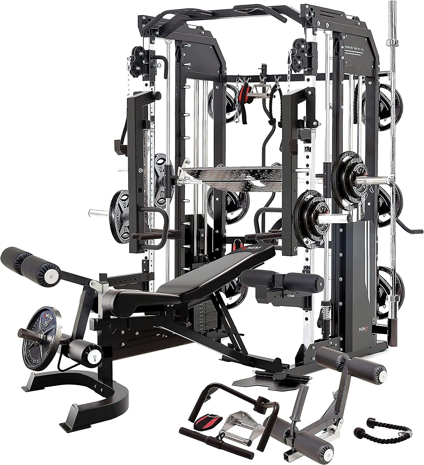 Hercules Ex, Commercial Smith Machine & Functional Trainer, All-In-One Gym Trainer W/ 400 Lbs. Weight Stack & 24 Attachments