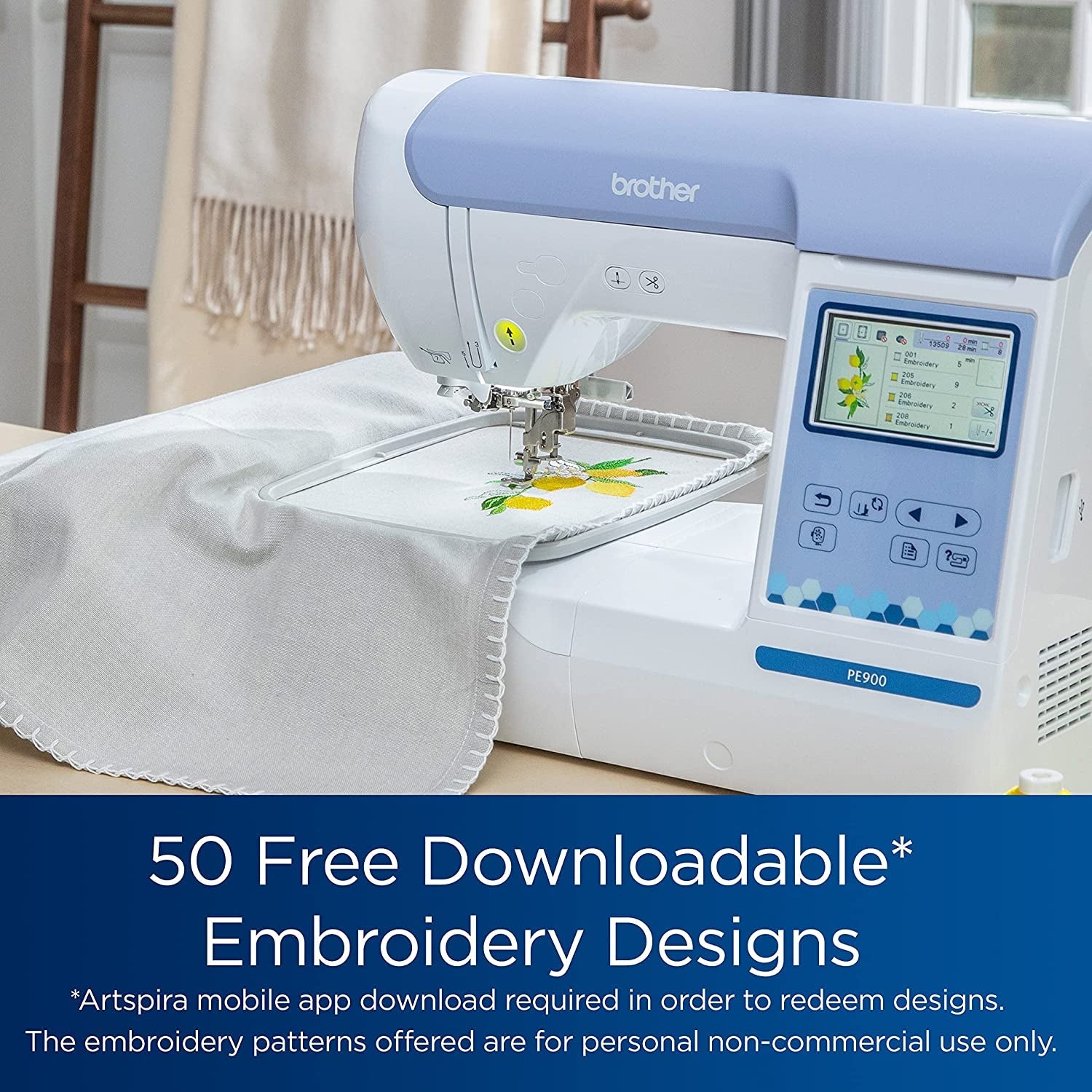 Embroidery Machine PE800, 138 Built-In Designs, 5" X 7" Hoop Area, Large 3.2" LCD Touchscreen, USB Port, 11 Font Styles